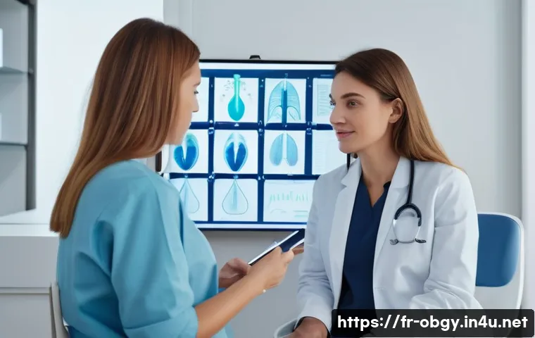 생리 불순 원인과 치료 병원 추천 - A detailed and sensitive medical illustration showing a young adult woman consulting with a female g...